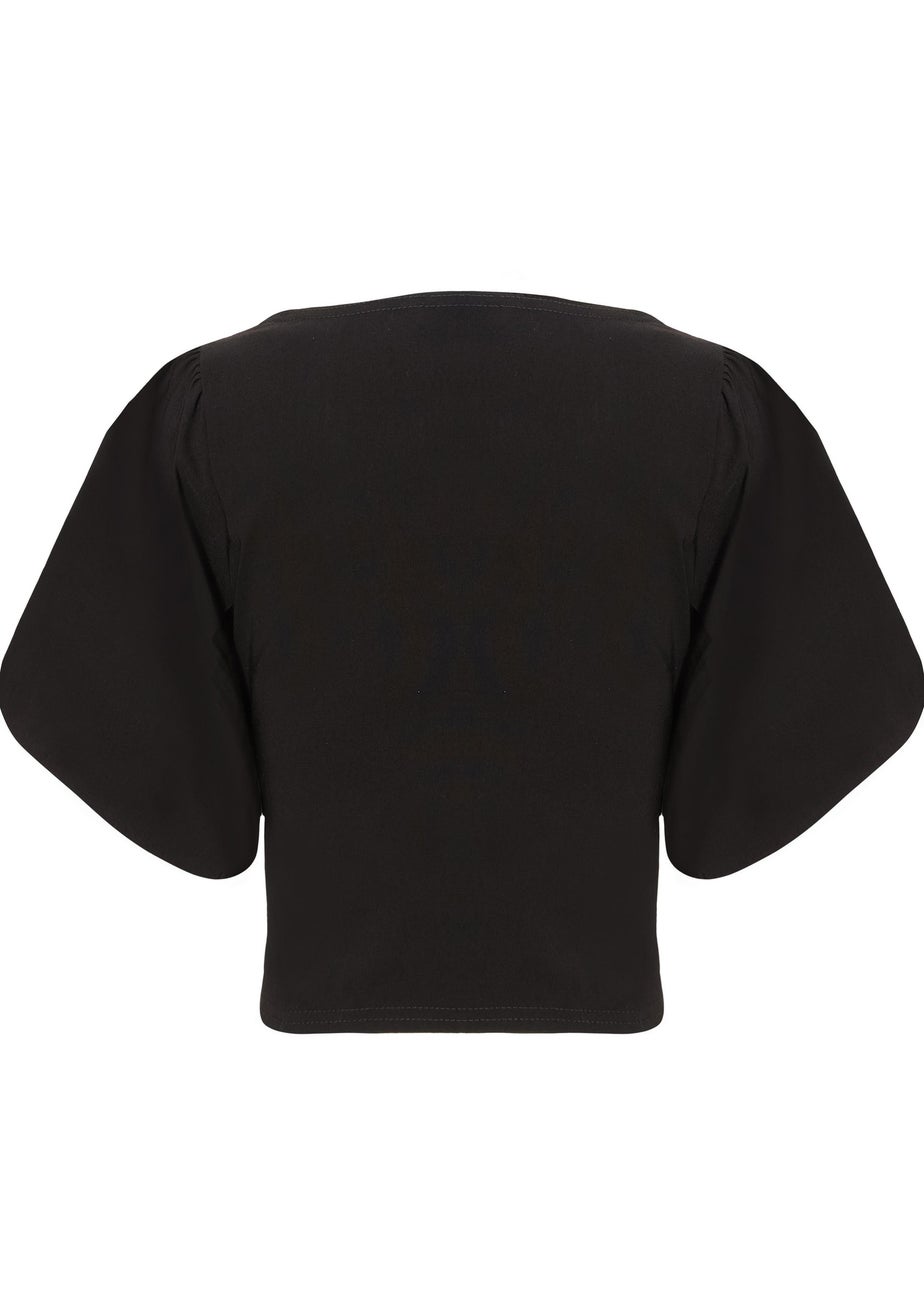 Quiz Black Puff Sleeve Crop Top