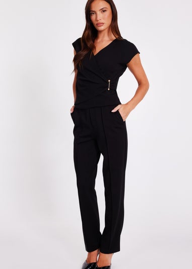 Quiz Black V-Neck Wrap Top