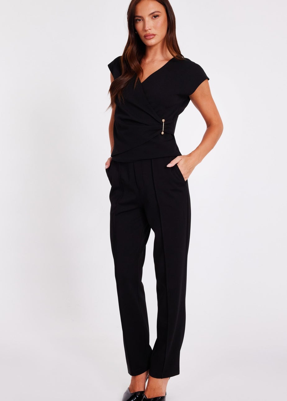 Quiz Black V-Neck Wrap Top