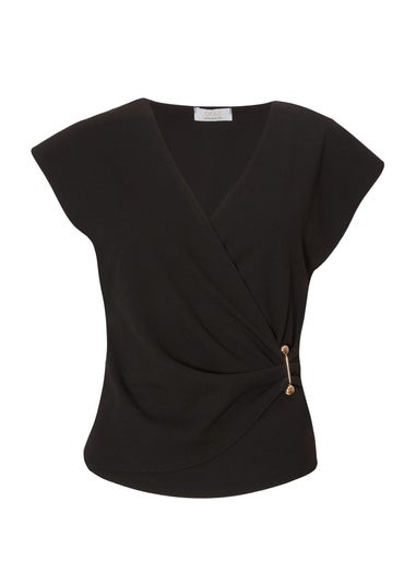 Quiz Black V-Neck Wrap Top