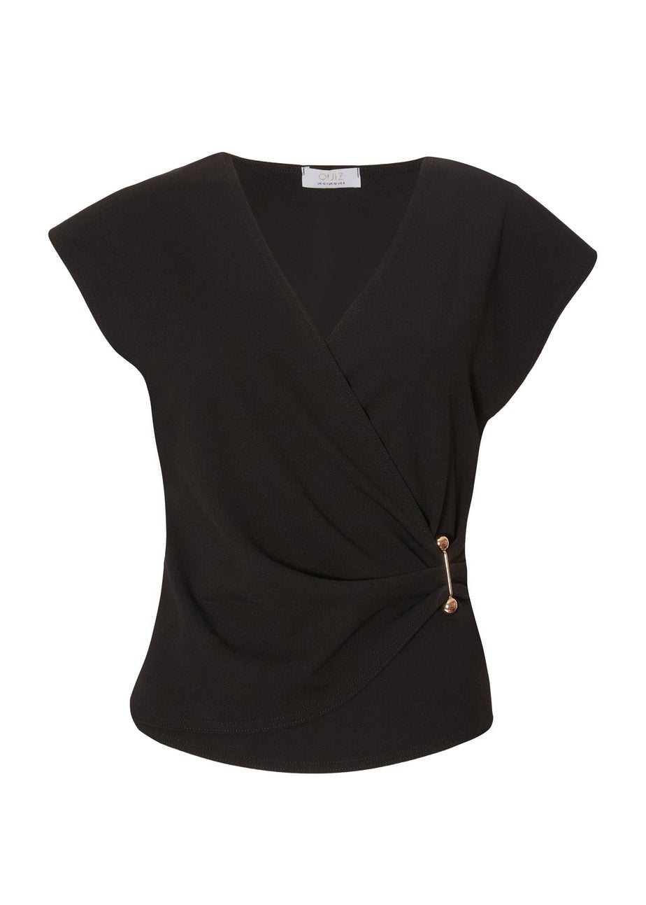 Quiz Black V-Neck Wrap Top