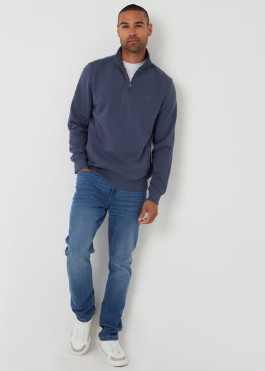 Threadbare Blue Quarter Zip Sweatshirt