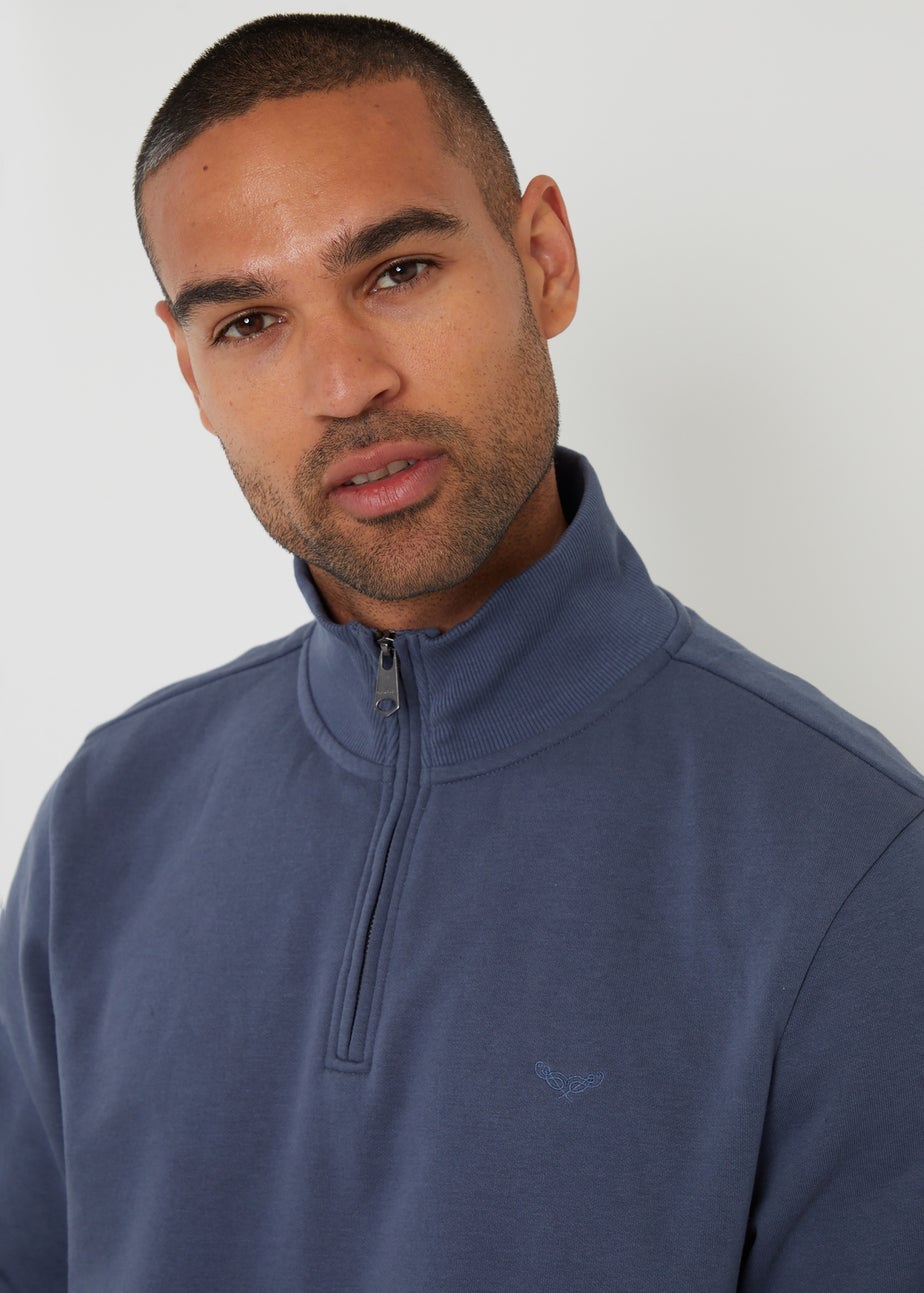 Threadbare Blue Quarter Zip Sweatshirt