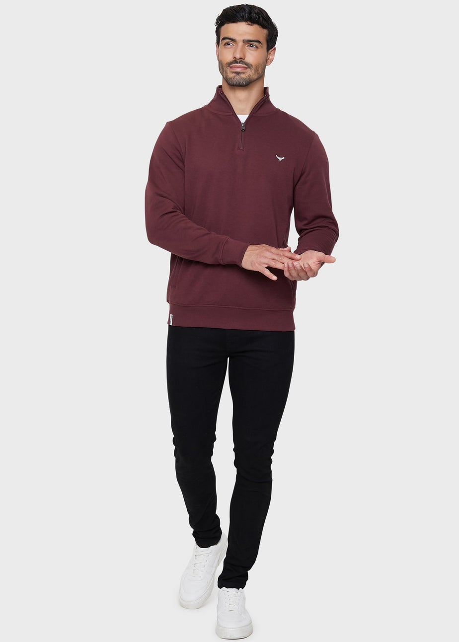Threadbare Burgundy Quarter Zip Sweatshirt