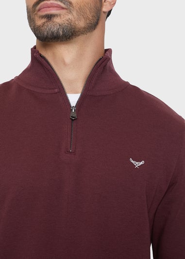 Threadbare Burgundy Quarter Zip Sweatshirt