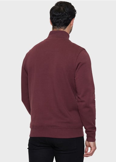 Threadbare Burgundy Quarter Zip Sweatshirt