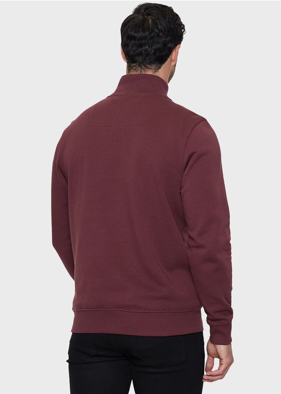 Threadbare Burgundy Quarter Zip Sweatshirt