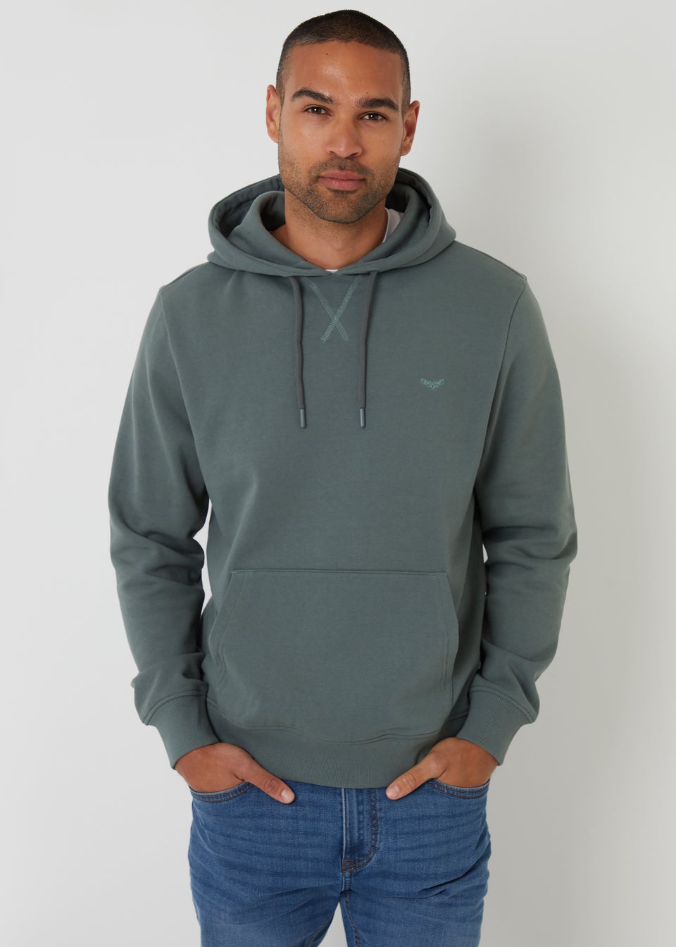 Threadbare Dark Blue Cotton Blend Pullover Hoody