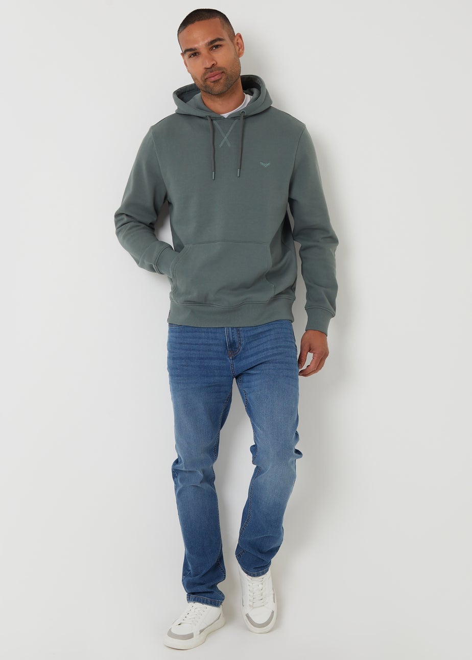 Threadbare Dark Blue Cotton Blend Pullover Hoody