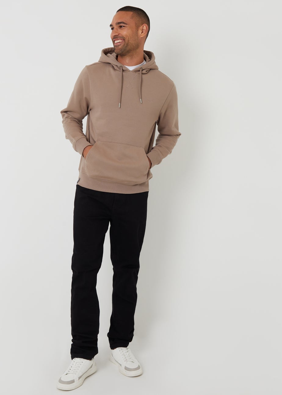 Threadbare Taupe Cotton Blend Pullover Hoody