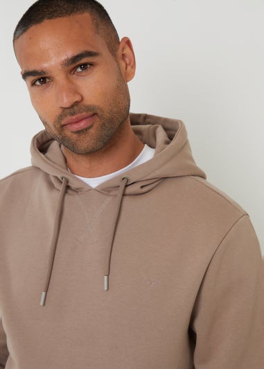 Threadbare Taupe Cotton Blend Pullover Hoody