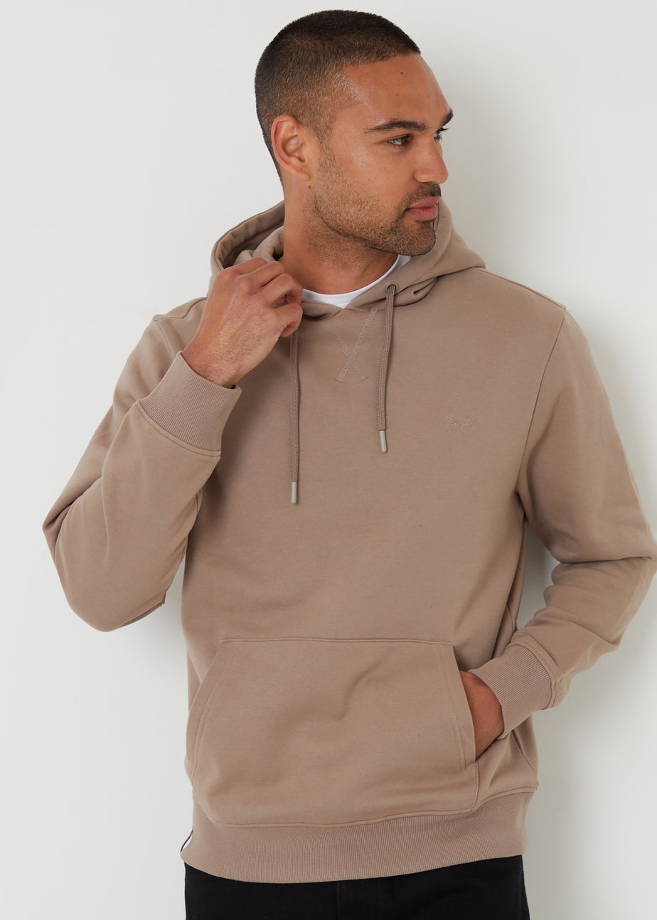 Threadbare Taupe Cotton Blend Pullover Hoody