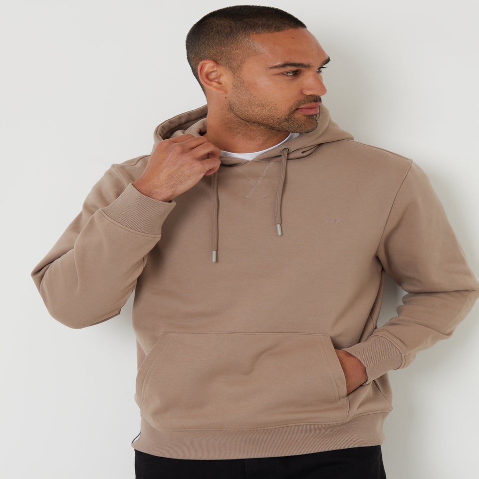 Threadbare Taupe Cotton Blend Pullover Hoody