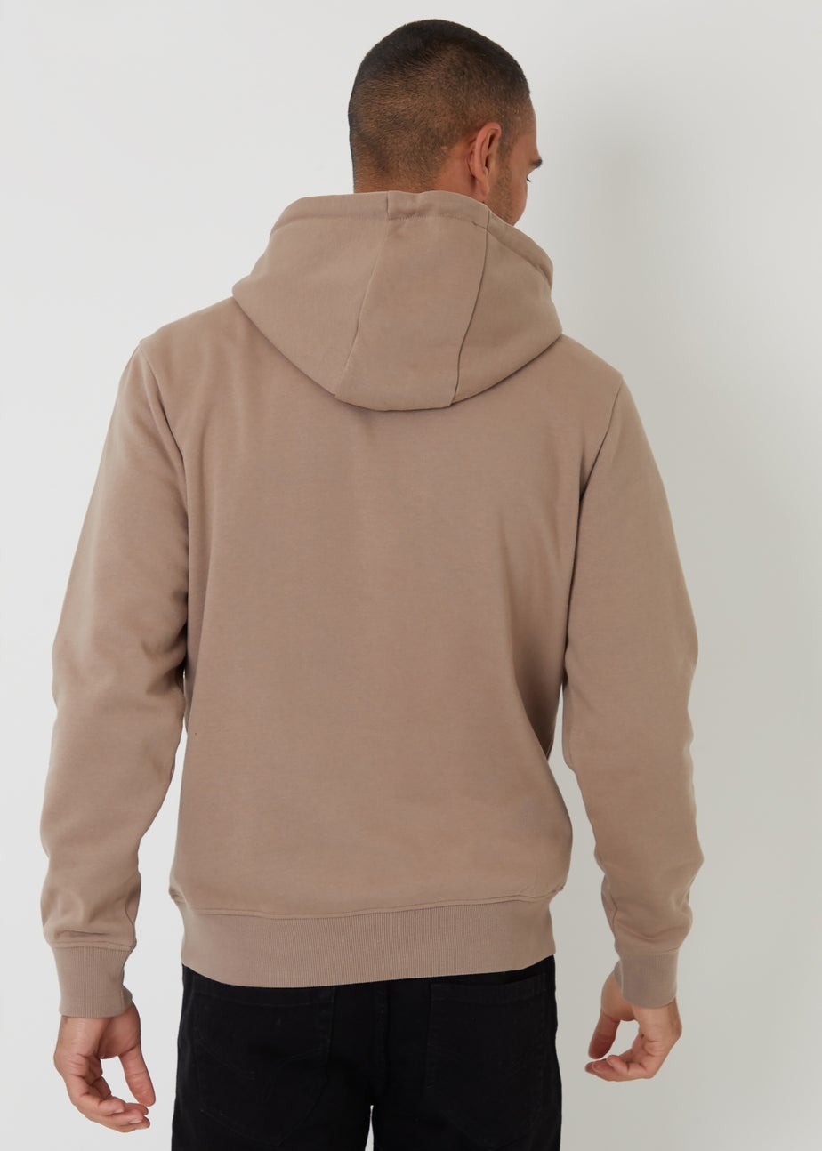 Threadbare Taupe Cotton Blend Pullover Hoody