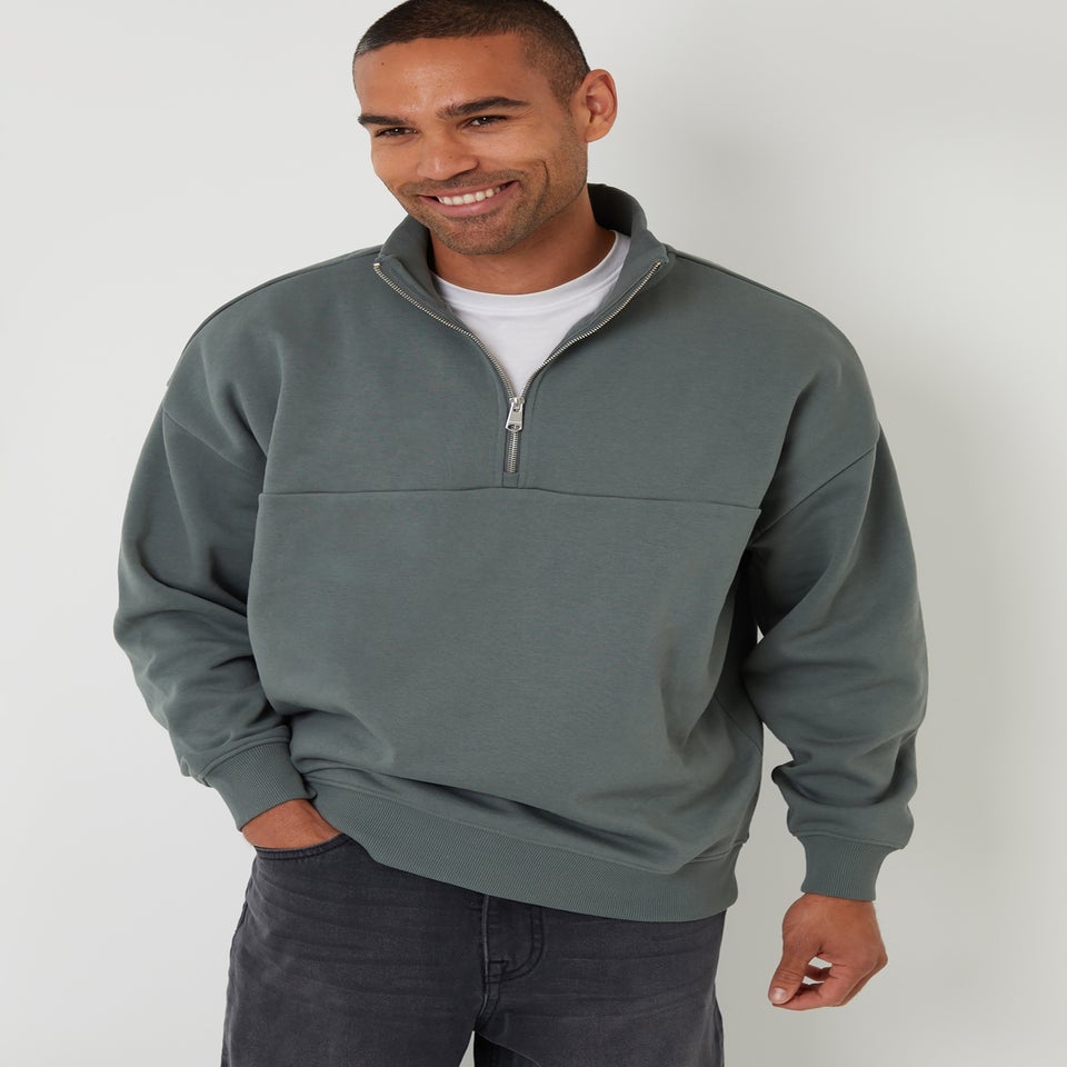 Threadbare Dark Blue Half Zip Sweatshirt