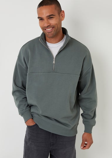 Threadbare Dark Blue Half Zip Sweatshirt