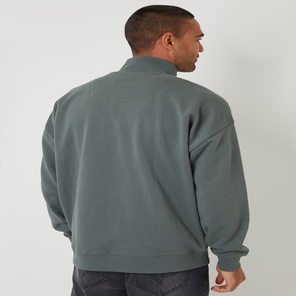 Threadbare Dark Blue Half Zip Sweatshirt