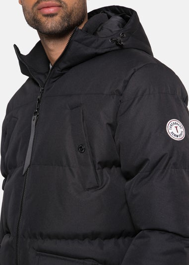 Threadbare Black  Showerproof Longline Padded Jacket