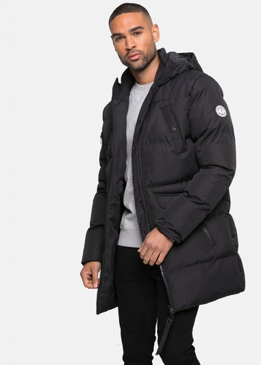 Threadbare Black  Showerproof Longline Padded Jacket