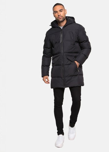 Threadbare Black  Showerproof Longline Padded Jacket