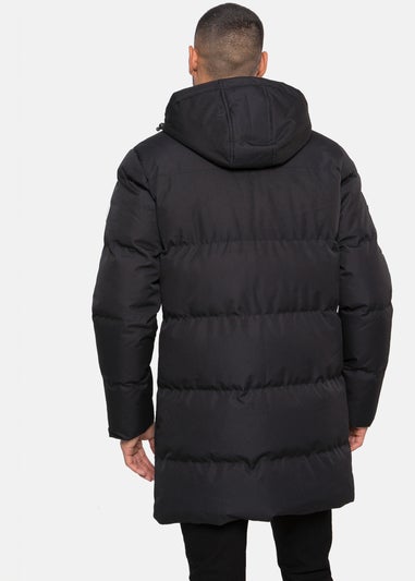 Threadbare Black  Showerproof Longline Padded Jacket