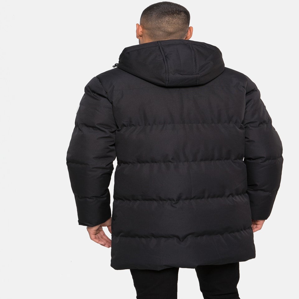 Threadbare Black  Showerproof Longline Padded Jacket