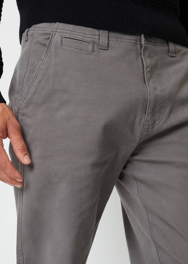 Threadbare Dark Grey Ravello Straight Leg Canvas Trousers With Stretch