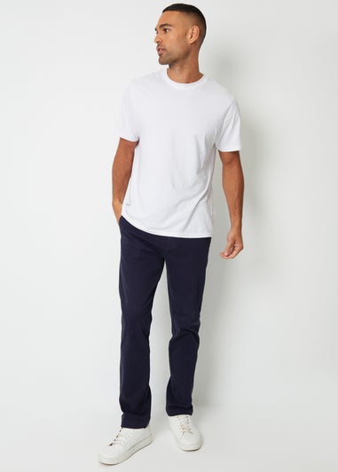 Threadbare Navy Ravello Straight Leg Canvas Trousers With Stretch