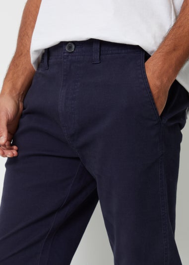 Threadbare Navy Ravello Straight Leg Canvas Trousers With Stretch