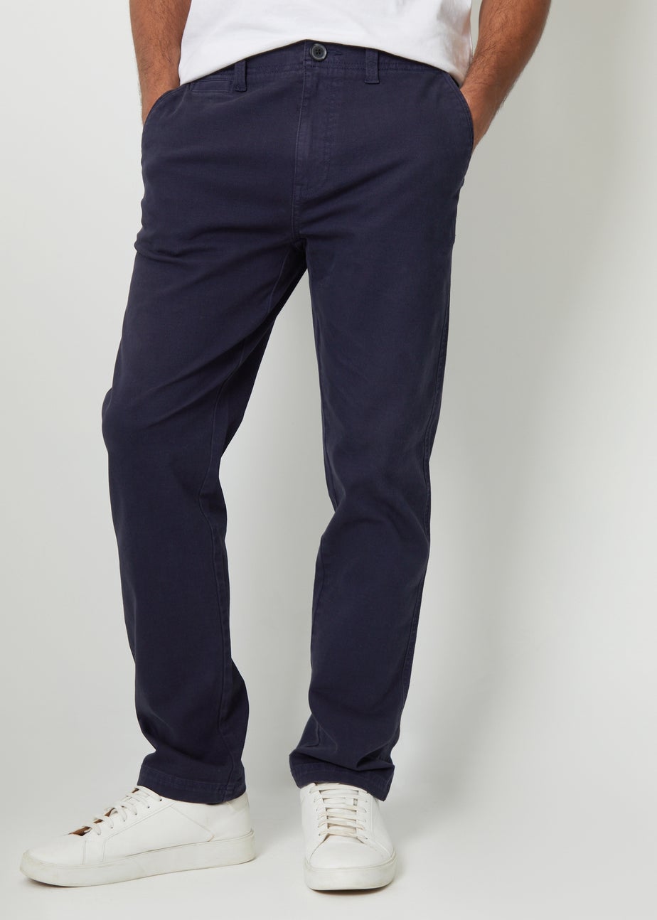 Threadbare Navy Ravello Straight Leg Canvas Trousers With Stretch