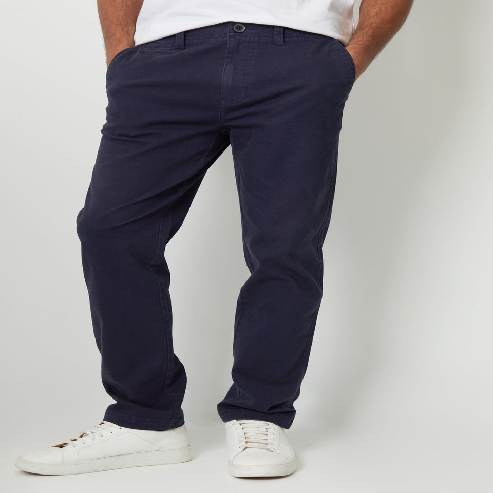 Threadbare Navy Ravello Straight Leg Canvas Trousers With Stretch