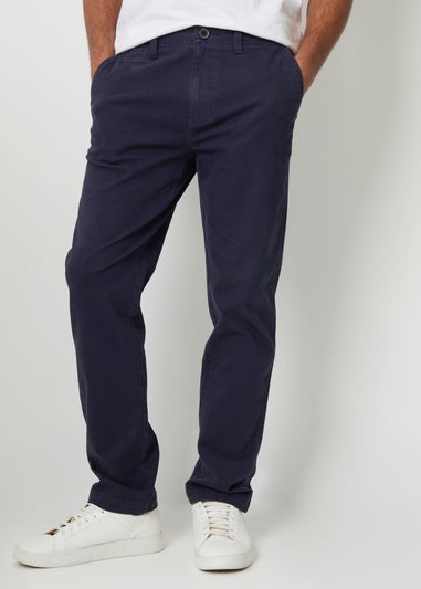 Threadbare Navy Ravello Straight Leg Canvas Trousers With Stretch