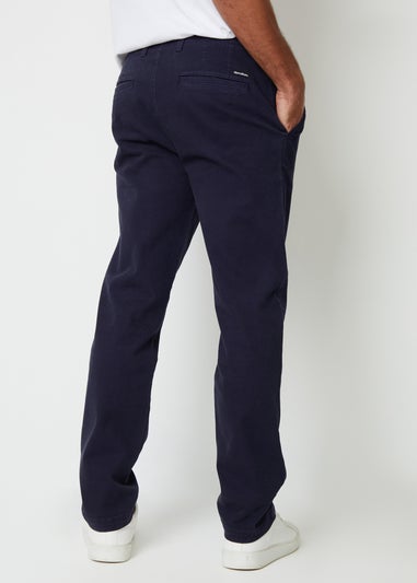 Threadbare Navy Ravello Straight Leg Canvas Trousers With Stretch