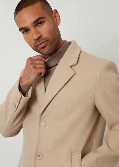 Threadbare Stone Faux Wool Overcoat