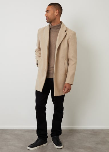 Threadbare Stone Faux Wool Overcoat
