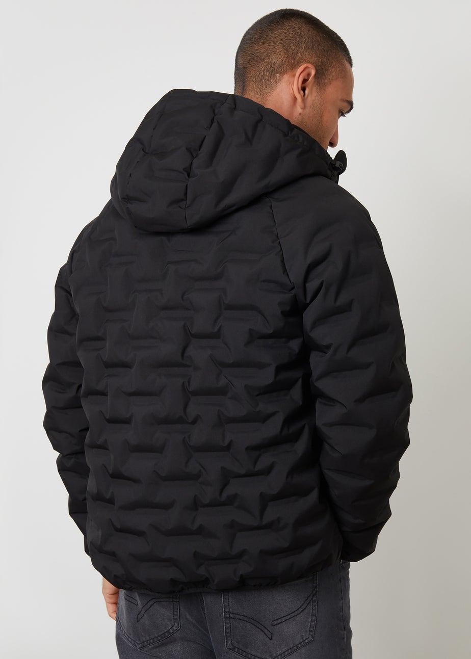 Threadbare Black Hooded Quilted Jacket