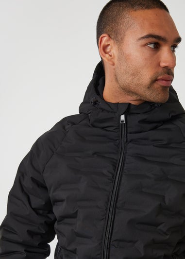 Threadbare Black Hooded Quilted Jacket