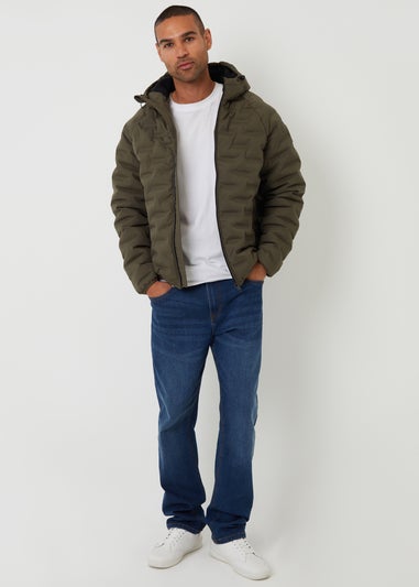 Threadbare Khaki Hooded Quilted Jacket