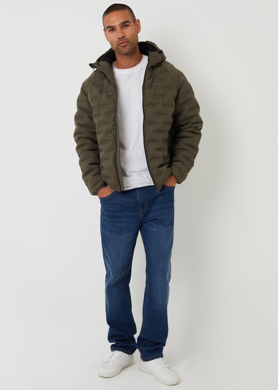 Threadbare Khaki Hooded Quilted Jacket