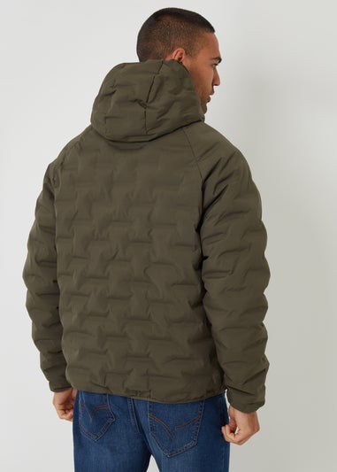 Threadbare Khaki Hooded Quilted Jacket