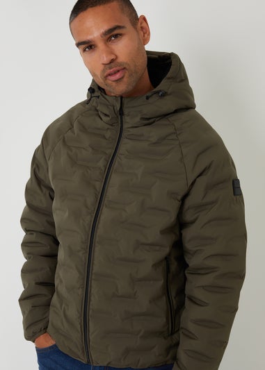 Threadbare Khaki Hooded Quilted Jacket