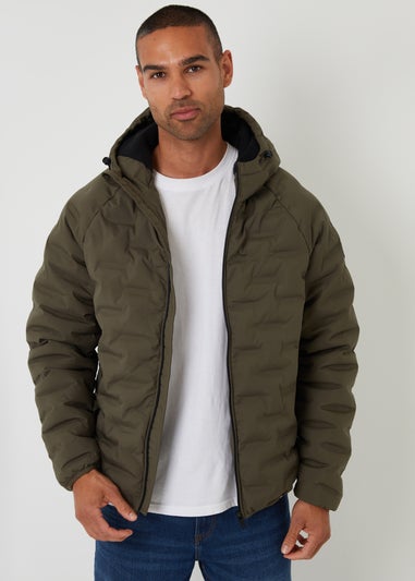 Threadbare Khaki Hooded Quilted Jacket