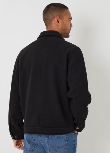 Threadbare Black Brushed Collared Lightweight Utility Jacket