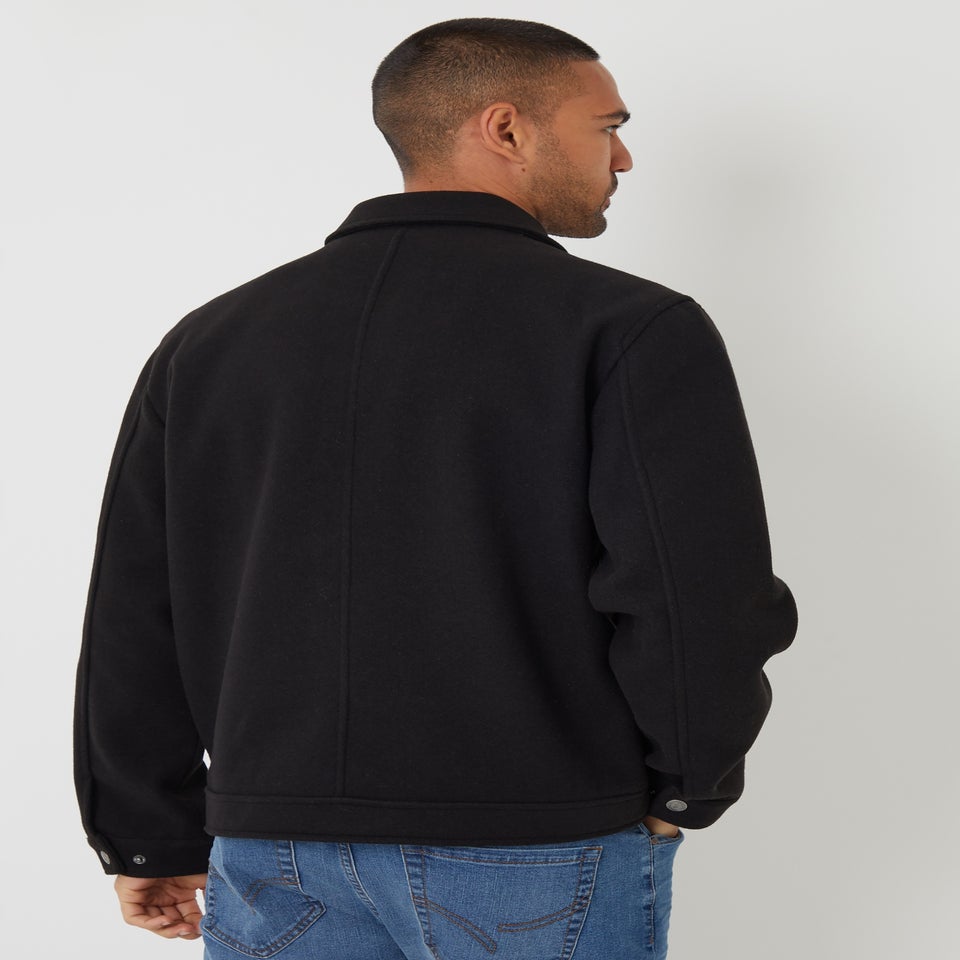Threadbare Black Brushed Collared Lightweight Utility Jacket