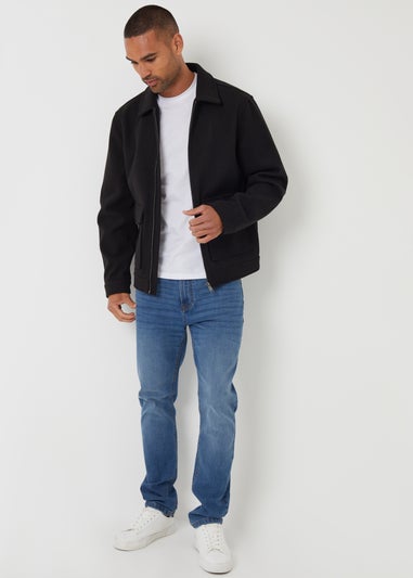 Threadbare Black Brushed Collared Lightweight Utility Jacket