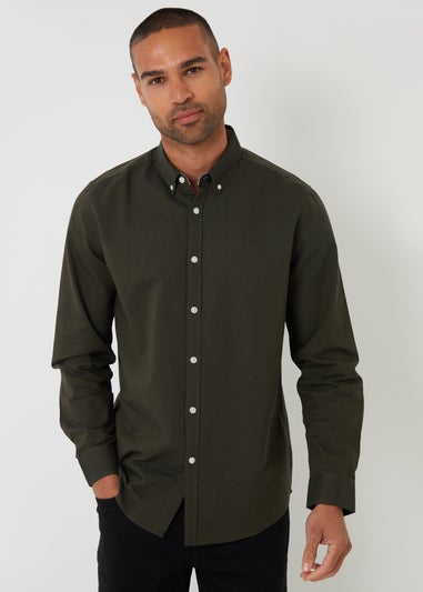 Threadbare Dark Green Oxford Cotton Long Sleeve Shirt