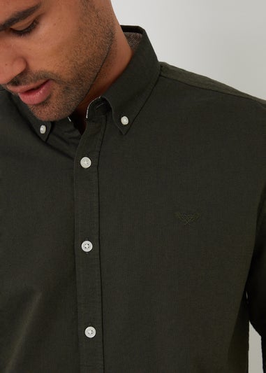 Threadbare Dark Green Oxford Cotton Long Sleeve Shirt