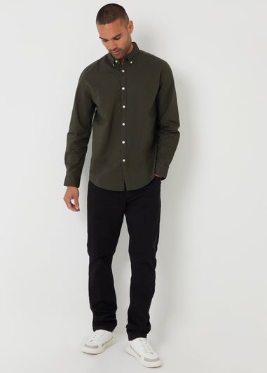 Threadbare Dark Green Oxford Cotton Long Sleeve Shirt