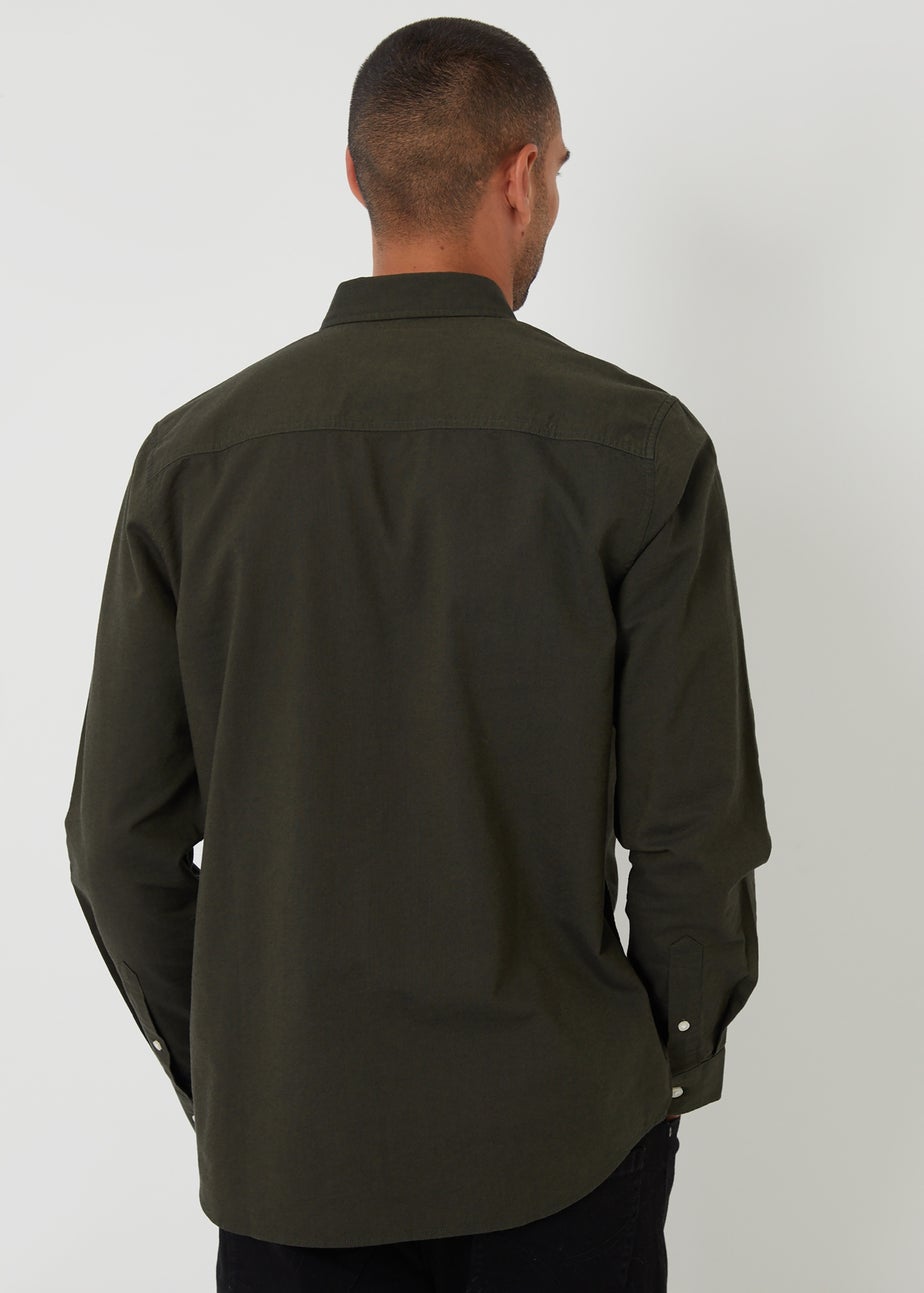 Threadbare Dark Green Oxford Cotton Long Sleeve Shirt