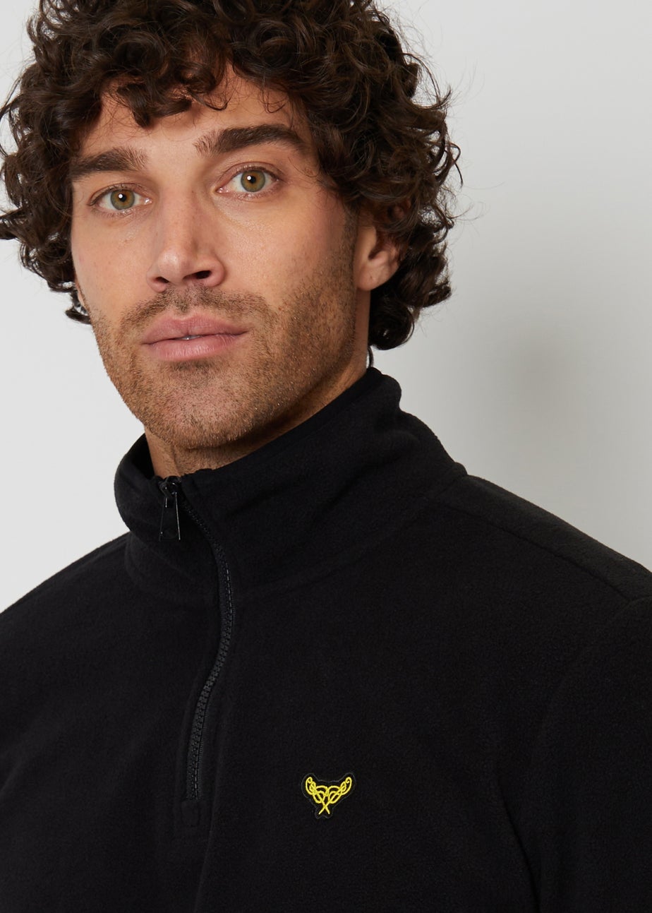 Threadbare Black Blade Quarter Zip Fleece Sweatshirt